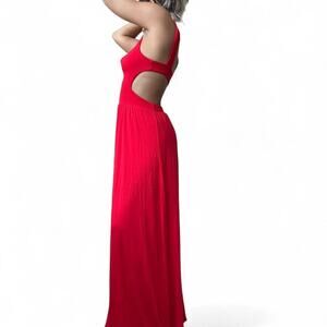 Y2K Red Cut Out Maxi Dress ANGL Vintage 2000s Open Back